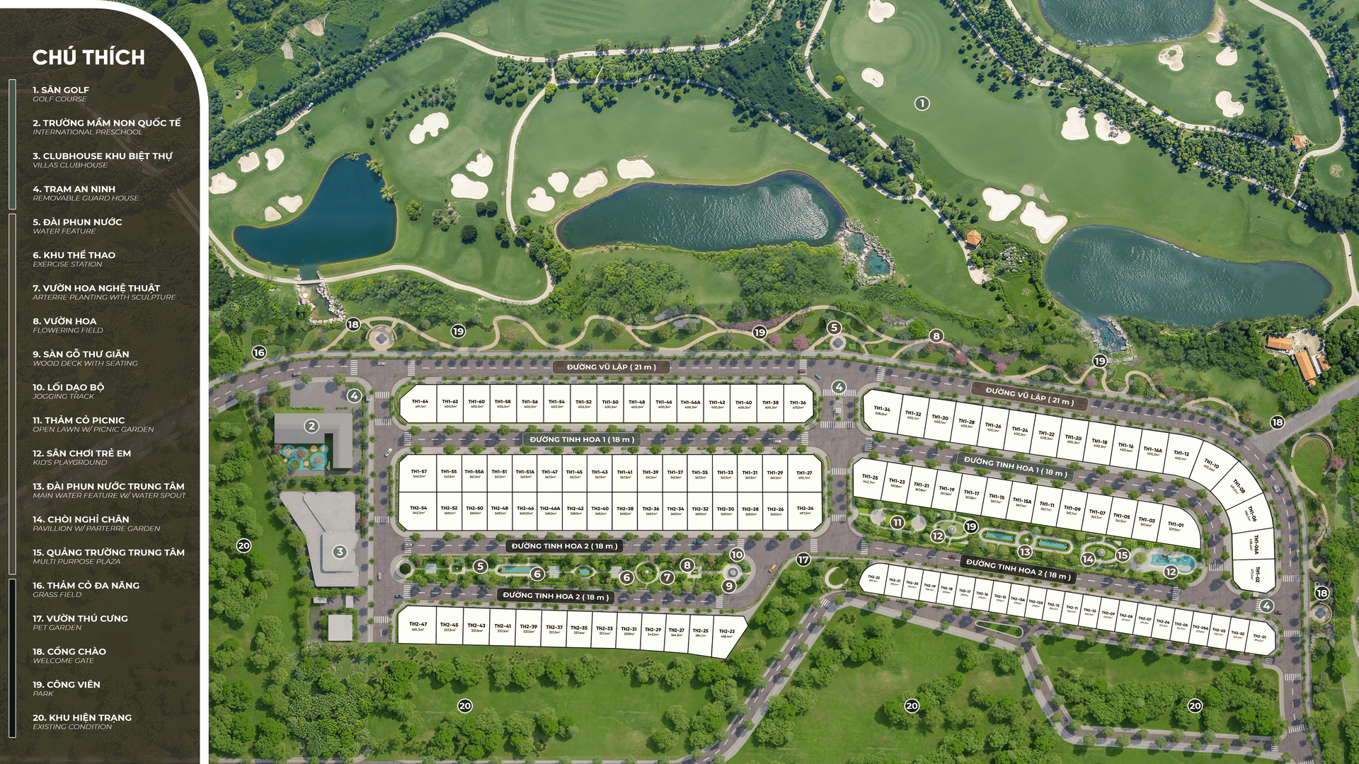 Mặt bằng và thiết kế Long Biên Golf Villas - Kiệt tác độc bảng giữa thảm xanh sân golf.